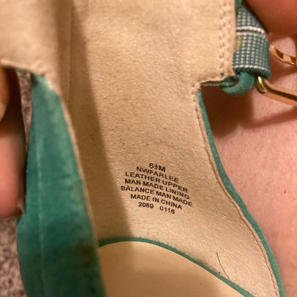 Nine West Green Leather Wedge Sandals Sz 6.5 New - Picture 4 of 5